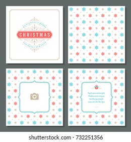 Christmas greeting card vector design and pattern background, with place for Merry Christmas holidays wish and family photo.