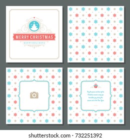 Christmas greeting card vector design and pattern background, with place for Merry Christmas holidays wish and family photo.