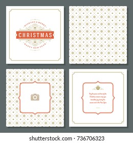 Christmas greeting card vector design and pattern background, with place for Merry Christmas holidays wish and family photo.