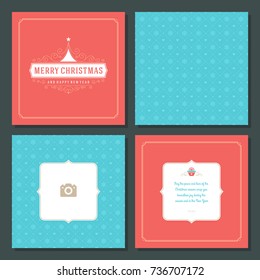 Christmas greeting card vector design and pattern background, with place for Merry Christmas holidays wish and family photo.