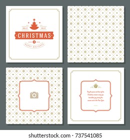 Christmas greeting card vector design and pattern background, with place for Merry Christmas holidays wish and family photo.