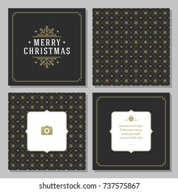 Christmas greeting card vector design and pattern background, with place for Merry Christmas holidays wish and family photo.
