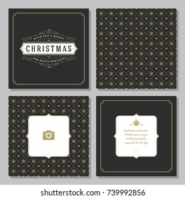 Christmas greeting card vector design and pattern background, with place for Merry Christmas holidays wish and family photo.