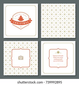 Christmas greeting card vector design and pattern background, with place for Merry Christmas holidays wish and family photo.