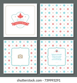 Christmas greeting card vector design and pattern background, with place for Merry Christmas holidays wish and family photo.