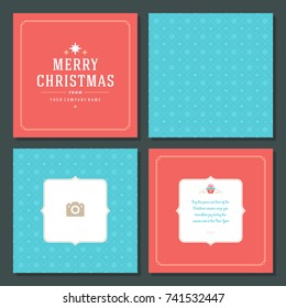 Christmas greeting card vector design and pattern background, with place for Merry Christmas holidays wish and family photo.