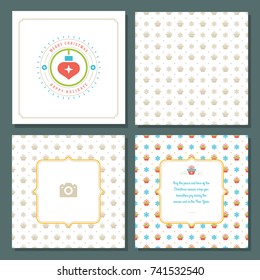 Christmas greeting card vector design and pattern background, with place for Merry Christmas holidays wish and family photo.