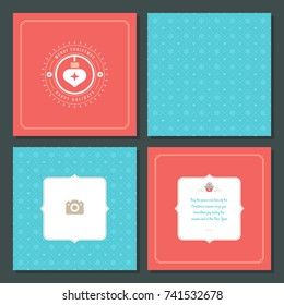 Christmas greeting card vector design and pattern background, with place for Merry Christmas holidays wish and family photo.