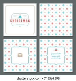 Christmas greeting card vector design and pattern background, with place for Merry Christmas holidays wish and family photo.