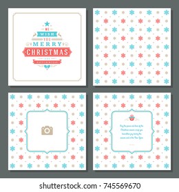 Christmas greeting card vector design and pattern background, with place for Merry Christmas holidays wish and family photo.