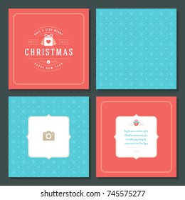 Christmas greeting card vector design and pattern background, with place for Merry Christmas holidays wish and family photo.