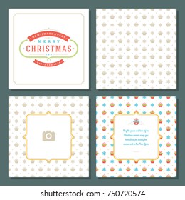 Christmas greeting card vector design and pattern background, with place for Merry Christmas holidays wish and family photo.