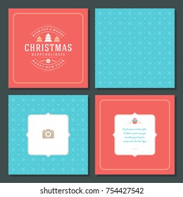 Christmas greeting card vector design and pattern background, with place for Merry Christmas holidays wish and family photo.