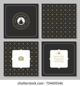 Christmas greeting card vector design and pattern background, with place for Merry Christmas holidays wish and family photo.