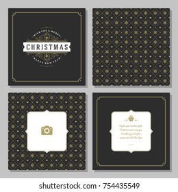 Christmas greeting card vector design and pattern background, with place for Merry Christmas holidays wish and family photo.