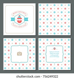 Christmas greeting card vector design and pattern background, with place for Merry Christmas holidays wish and family photo.