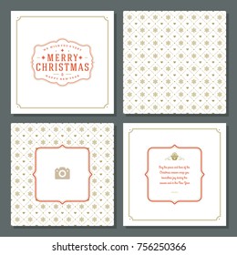 Christmas greeting card vector design and pattern background, with place for Merry Christmas holidays wish and family photo.