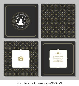 Christmas greeting card vector design and pattern background, with place for Merry Christmas holidays wish and family photo.
