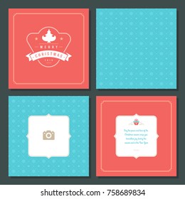 Christmas greeting card vector design and pattern background, with place for Merry Christmas holidays wish and family photo.