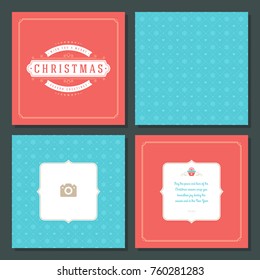 Christmas greeting card vector design and pattern background, with place for Merry Christmas holidays wish and family photo.