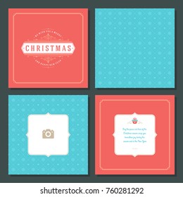 Christmas greeting card vector design and pattern background, with place for Merry Christmas holidays wish and family photo.
