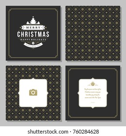 Christmas greeting card vector design and pattern background, with place for Merry Christmas holidays wish and family photo.