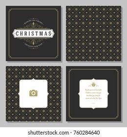 Christmas greeting card vector design and pattern background, with place for Merry Christmas holidays wish and family photo.