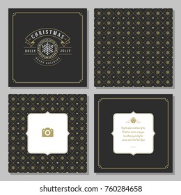 Christmas greeting card vector design and pattern background, with place for Merry Christmas holidays wish and family photo.