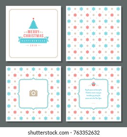 Christmas greeting card vector design and pattern background, with place for Merry Christmas holidays wish and family photo.