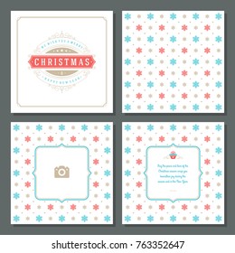 Christmas greeting card vector design and pattern background, with place for Merry Christmas holidays wish and family photo.