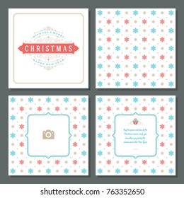 Christmas greeting card vector design and pattern background, with place for Merry Christmas holidays wish and family photo.
