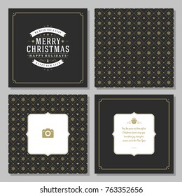 Christmas greeting card vector design and pattern background, with place for Merry Christmas holidays wish and family photo.