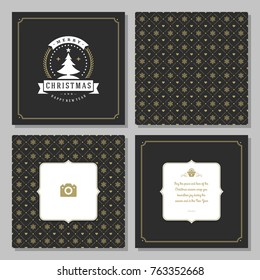 Christmas greeting card vector design and pattern background, with place for Merry Christmas holidays wish and family photo.