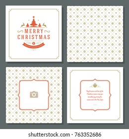 Christmas greeting card vector design and pattern background, with place for Merry Christmas holidays wish and family photo.