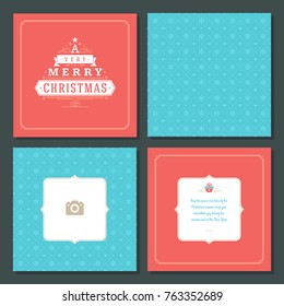 Christmas greeting card vector design and pattern background, with place for Merry Christmas holidays wish and family photo.