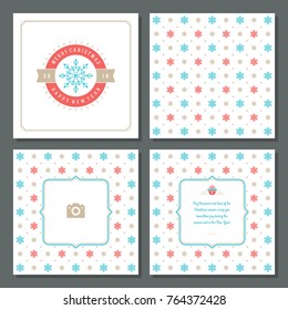 Christmas greeting card vector design and pattern background, with place for Merry Christmas holidays wish and family photo.