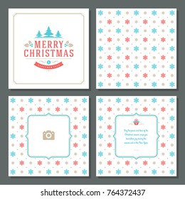 Christmas greeting card vector design and pattern background, with place for Merry Christmas holidays wish and family photo.