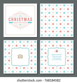 Christmas greeting card vector design and pattern background, with place for Merry Christmas holidays wish and family photo.