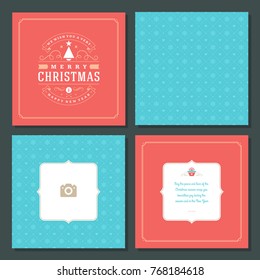 Christmas greeting card vector design and pattern background, with place for Merry Christmas holidays wish and family photo.