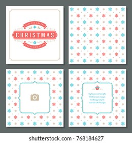 Christmas greeting card vector design and pattern background, with place for Merry Christmas holidays wish and family photo.