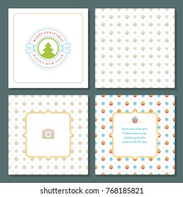 Christmas greeting card vector design and pattern background, with place for Merry Christmas holidays wish and family photo.