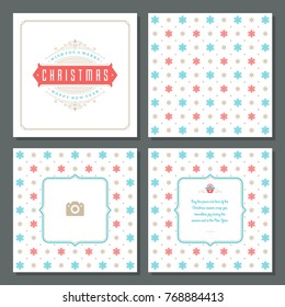 Christmas greeting card vector design and pattern background, with place for Merry Christmas holidays wish and family photo.