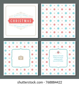 Christmas greeting card vector design and pattern background, with place for Merry Christmas holidays wish and family photo.
