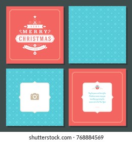 Christmas greeting card vector design and pattern background, with place for Merry Christmas holidays wish and family photo.