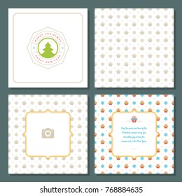 Christmas greeting card vector design and pattern background, with place for Merry Christmas holidays wish and family photo.