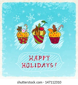 christmas greeting card, vector illustration, eps10