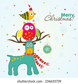 Christmas greeting card, vector illustration