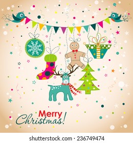 Christmas greeting card, vector illustration