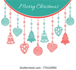 Christmas greeting card. Vector Image