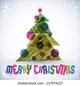 Christmas greeting card, vector, Merry Christmas lettering.